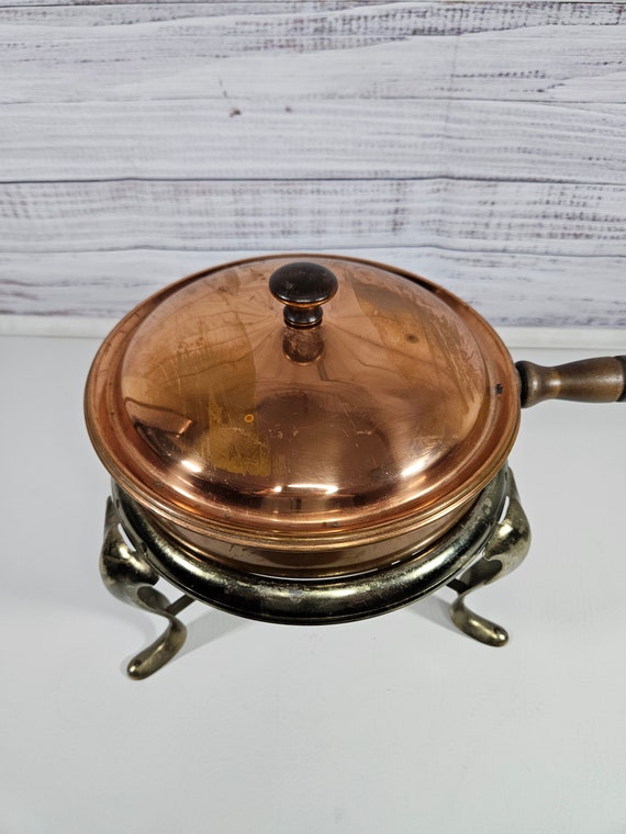 Vintage copper and brass chaffing dish complete