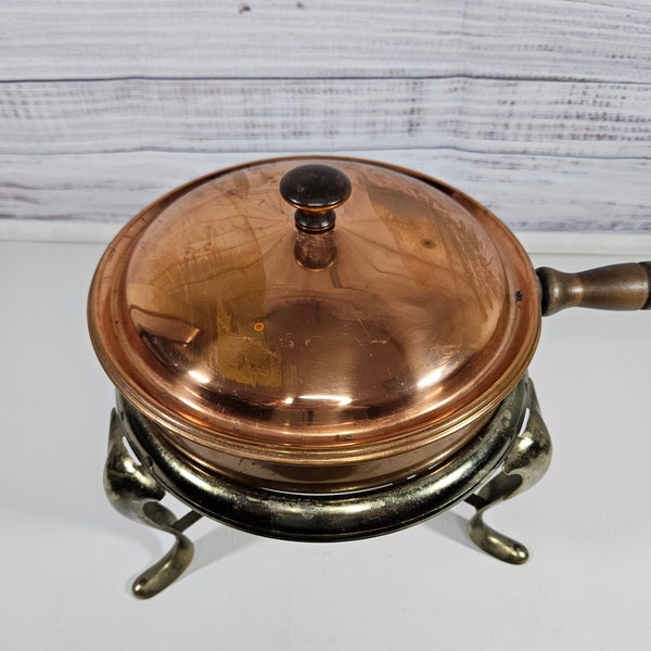 Vintage copper and brass chaffing dish complete