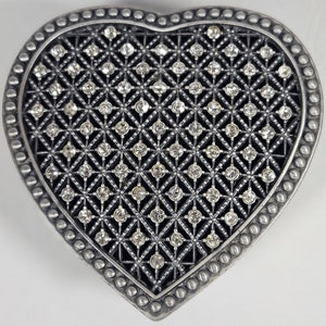 Vintage pewter and rhinestone trinket / jewelry box