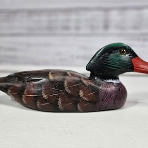 Vintage hand painted wooden duck