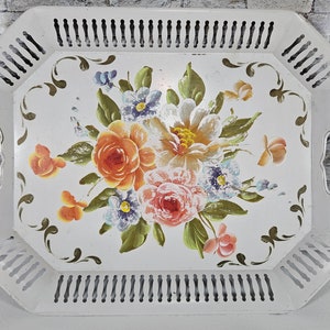 Vintage decorative floral tray