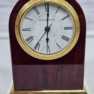 Howard Miller Cherry Wood and Gold TrimDesk Clock