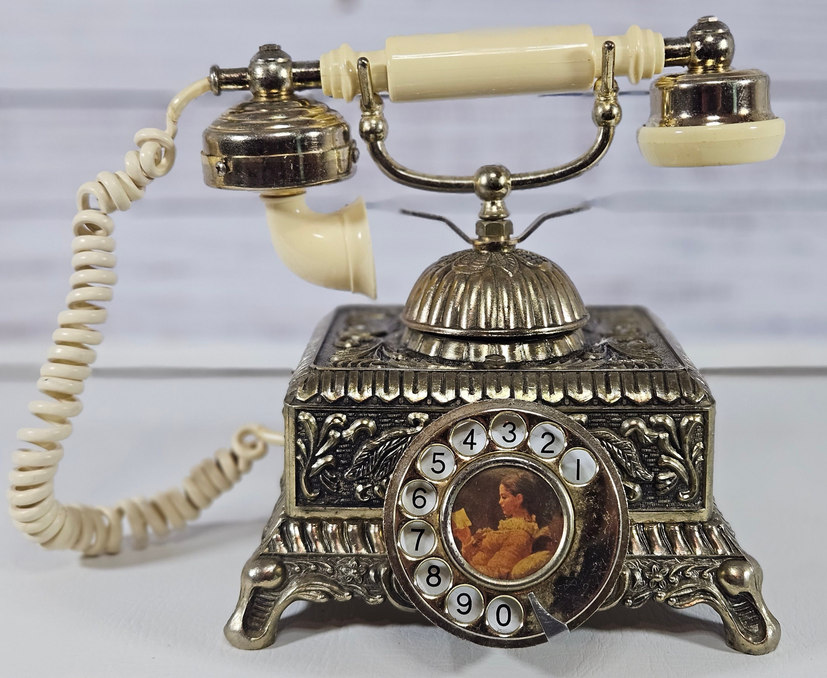 Beautiful Antique Brass and Ivory Color Rotary Phone - Etsy