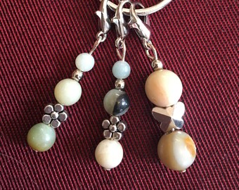 Amazonite and Silver Zipper/Mask Charms