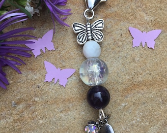 Amethyst and quartz purse charms