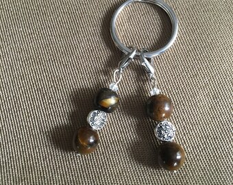 Tiger Eye and Silver Zipper/Mask Charms