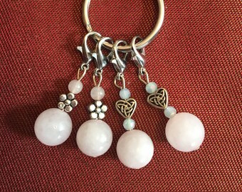 Rose Quartz and Silver Zipper/Mask Charms