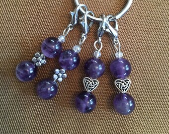 Amethyst and Silver Zipper/Mask Charms