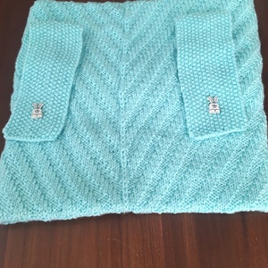 Aqua handgestrickte Baby-Auto-Sitzdecke