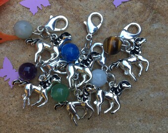 Antique silver horse and gemstone charm