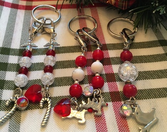 Red and White Christmas Gemstone Charms