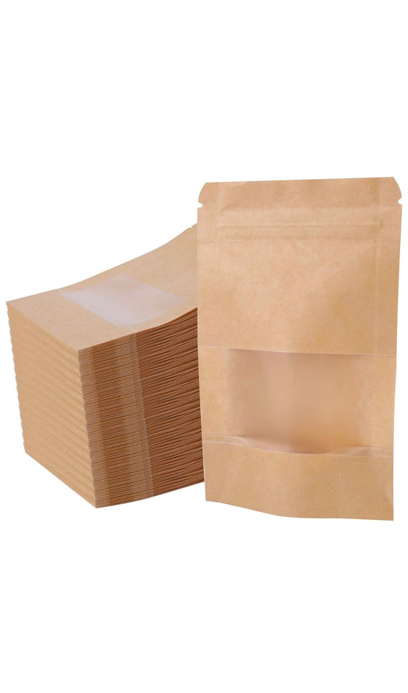 Resealable Kraft Bags With Window 10pc 25pc or 50pc 3.5in X Etsy
