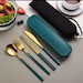 Stainless Steel Dinnerware Set Utensils Fork/Spoon/Knife/Chopsticks with Travel Case Gold or Silver 