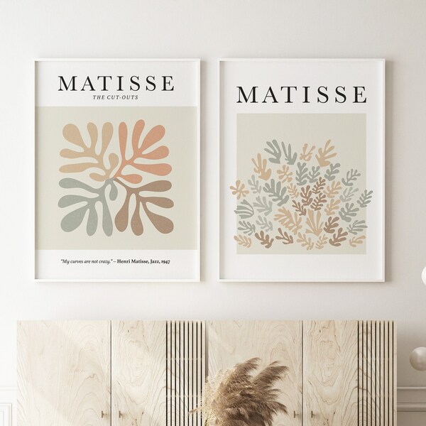 Henri Matisse, Set of 2 Prints, Exhibition Poster, Aesthetic Modern Print, Neutral Wall Art, Boho Decor, Minimalist Print, Matisse Artwork