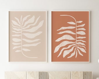 Abstract Botanical Leaf Print Set, Boho Modern Wall Decor (Digital Download)