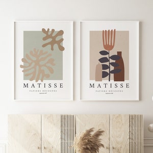 Ensemble d&#39;impressions d&#39;inspiration Henri Matisse numérique Matisse imprimable, affiche de l&#39;exposition d&#39;art botanique, décoration murale moderne, art abstrait minimaliste