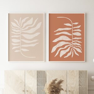 Abstraktes botanisches Blatt-Druck-Set, Boho modernes Wand-Dekor (digitaler Download)