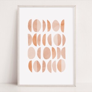 Abstract Geometric Watercolor Art Print Modern Boho Minimalist Wall Decor in Warm Earth Tones Printable Mid-Century Style Poster for Home