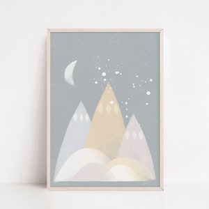 Scandinavian Nursery Wall Print DIGITAL DOWNLOAD Nordic Wall Art Kids Poster Scandinavian Mountains Wall Nordic Winter Printable Wall Decor