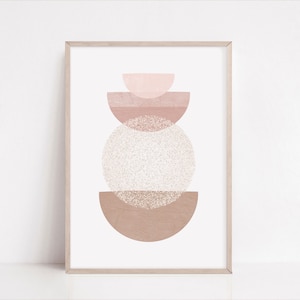 Mid Century Printable Art Abstract Shapes Wall Decor in Neutral Tones Pink Abstract Wall Print Blush Minimalist Wall Printable Art