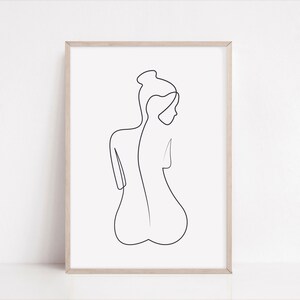 Frau Feine Linie Druck Digitaler Download weiblich minimalistische Zeichnung Abstrakte Frau schwarz Linie Kunst Wand-Dekor stilvolle druckbare Kunst