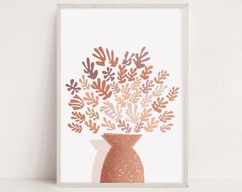 Henri Matisse-inspirerat botaniskt tryck, terrakottavas (digital nedladdning)