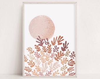 Matisse-inspirerat botaniskt tryck, Sun Blush Boho-dekor (digital nedladdning)