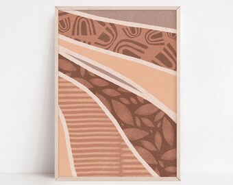 Abstract Lines Wall Art, Boho Shapes Print (Digital Download)