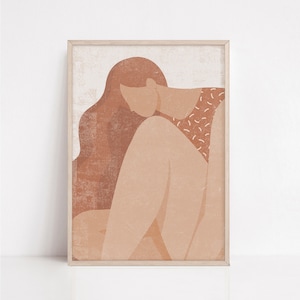 Woman Wall Art Print, Female Illustration Print, Fashion Illustration, Bohemian Print, Girl Art, Wall Decor, Terracotta Boho Print