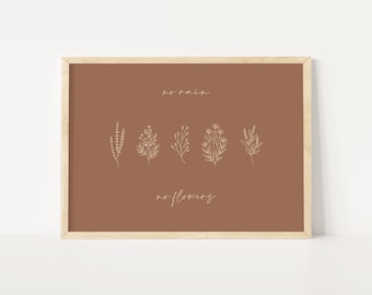 Terracotta Floral Print | Inspirational Typography Wall Art (Digital Download)