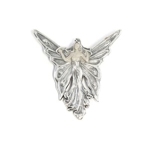 Art Nouveau Silver Butterfly Fairy Brooch / Pendant