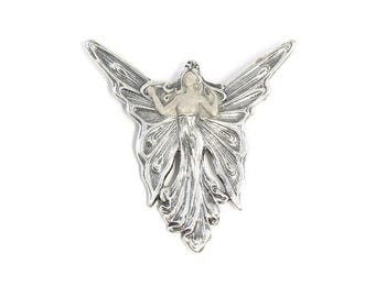 Broche/Pingente de Fada Borboleta de Prata Art Nouveau