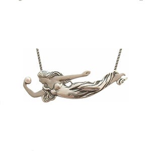 Art Nouveau Flying Silver Lady Necklaces
