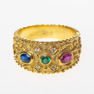 Multi-Stone Sterling Silver 925 Ring from Byzantine Era