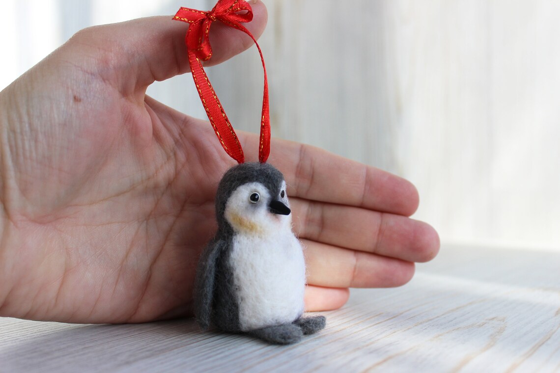 Needle felted ornaments Penguin Christmas tree ornament Etsy