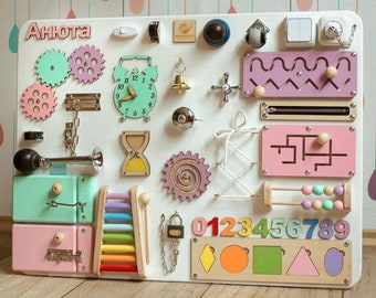 Busy Board Woobiboo Montessori toys toddler Activity board Baby Sensory board toddler Wooden toy Montessori board Personalized board