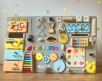 Personalized Montessori Busy Board | Toddler Activity Learning Toy