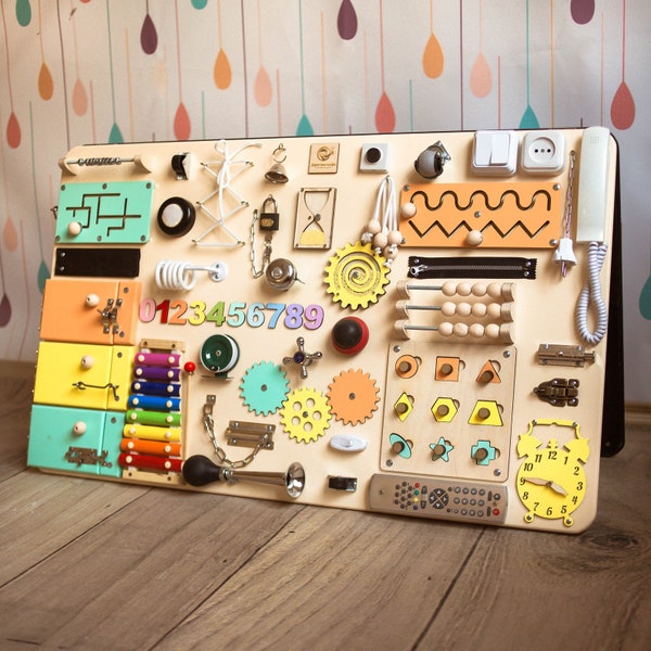 Montessori Busy Board: Toddler Sensory Activity Board, 1st Birthday Gift