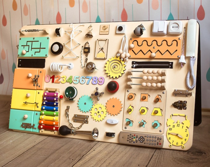 Montessori Busy Board: Toddler Sensory Activity Board, 1st Birthday Gift