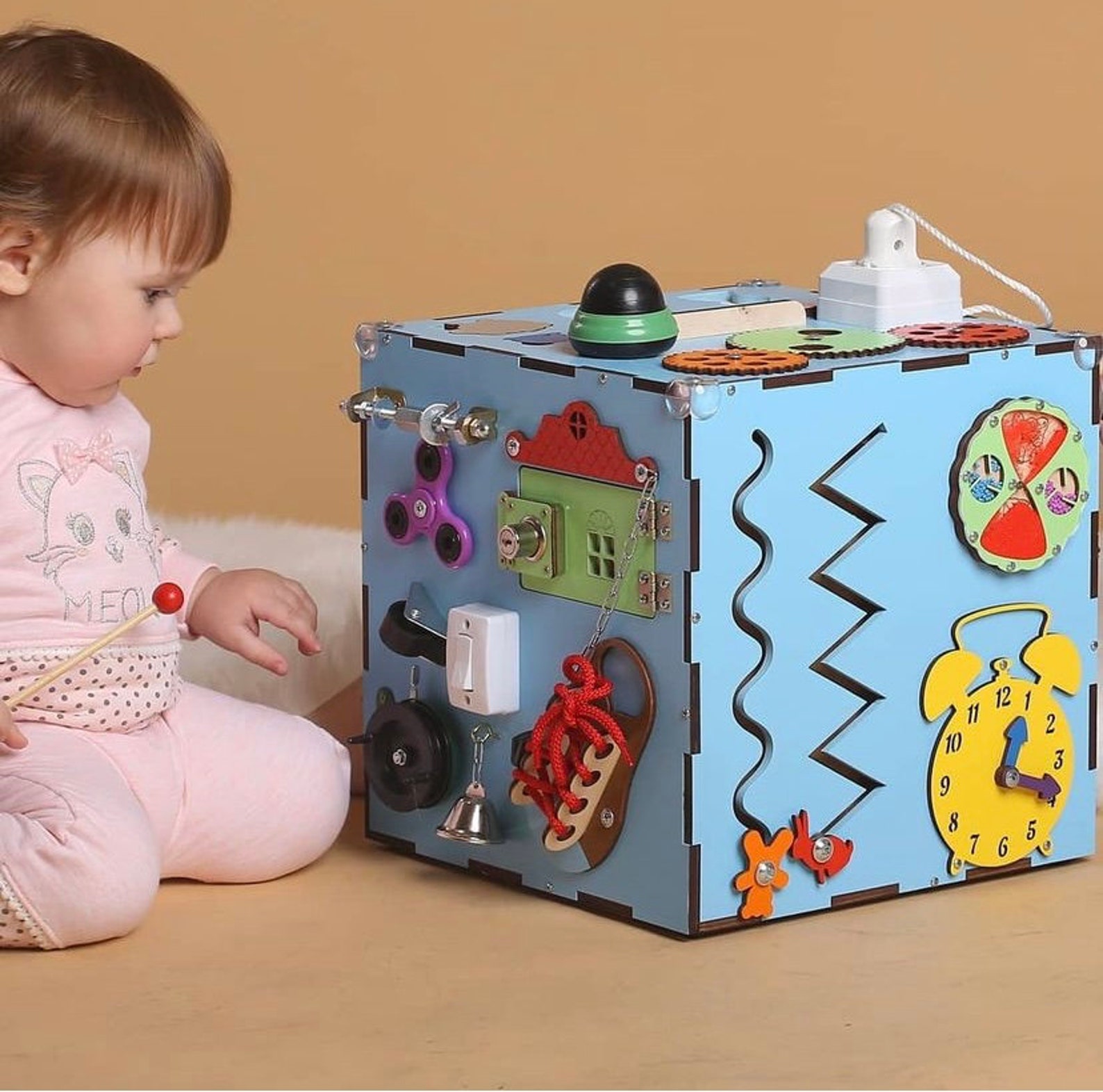 Busy cube busy board 1 year old toddler busy board activity Etsy