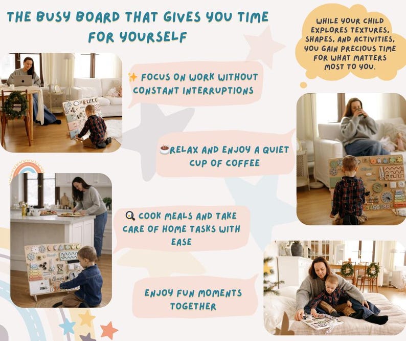Montessori Busy Board: Toddler Sensory Activity Board, 1st Birthday Gift image 8