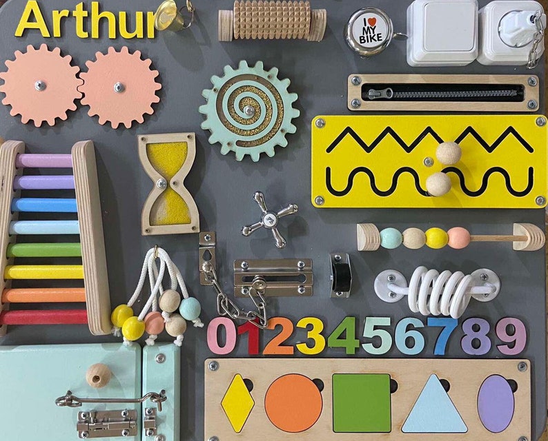 Toddler busy board for 1 year old with chalk board St Etsy