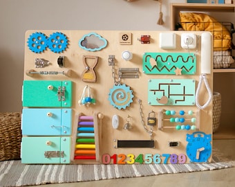 Zabawki Montessori Tablica manipulacyjna dla 1 roku życia, Zabawki Montessori dla maluchów Spersonalizowany prezent Pierwszy prezent na Boże Narodzenie Tablica manipulacyjna dla maluchów Prezent świąteczny dla dziecka