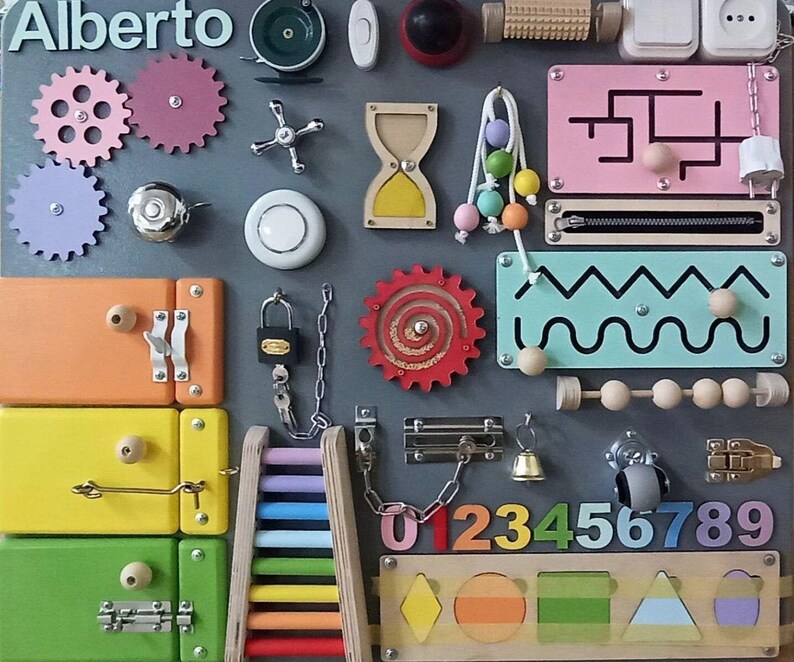 Toddler busy board for 1 year old with chalk board St Etsy