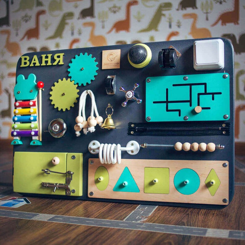 Toddler busy board for 1 year old with chalk board St Etsy