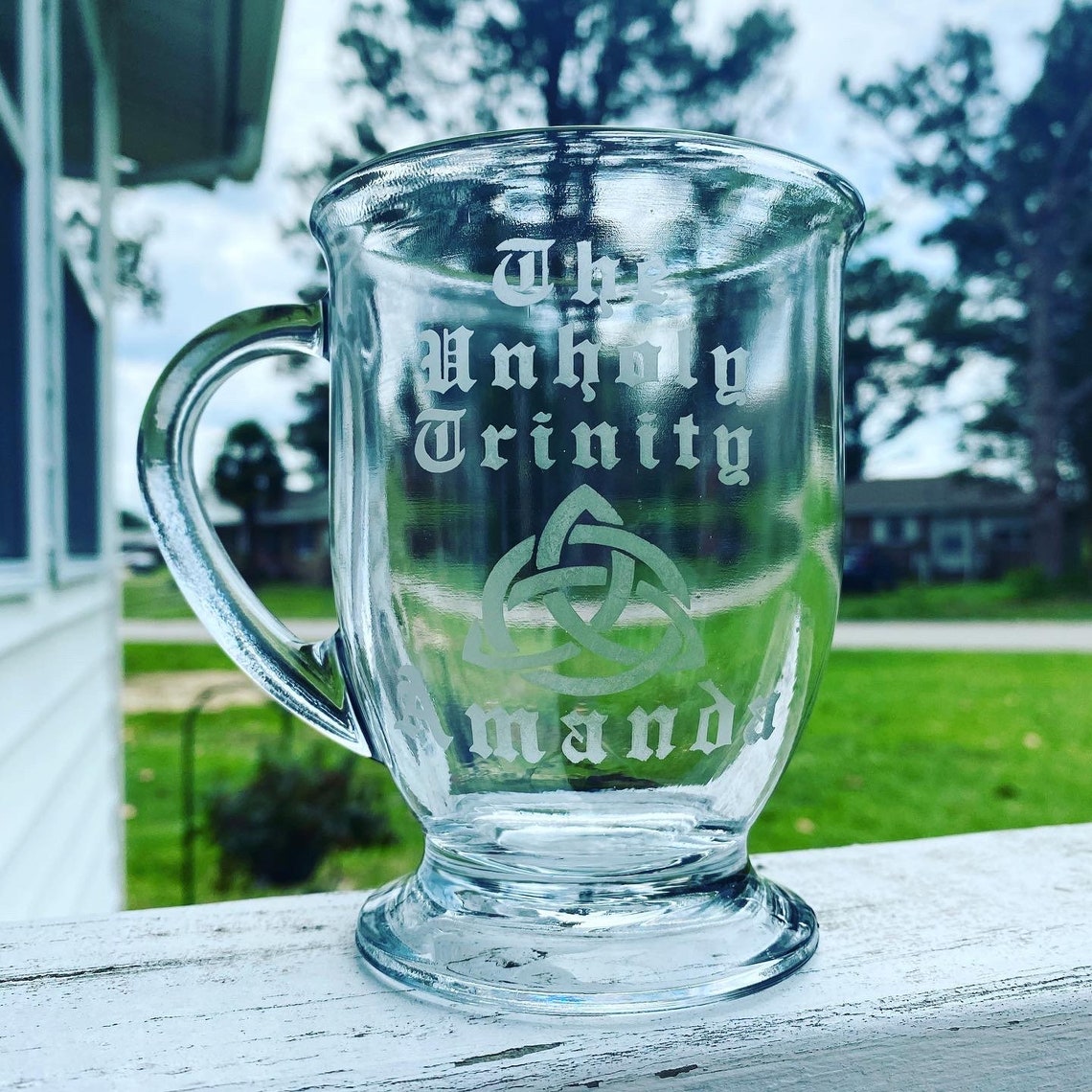 Etched Cafe Mug Custom Etched Mug Custom Etched Glass Etsy
