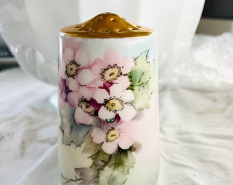 Vintage HC Royal Bavarian Hand Painted Pink Floral and Gold Sugar Shaker