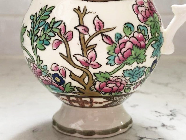 Vintage Coalport Indian Tree Floral Design Mid Century Creamer Made in England for Coffee, Collectable Antique Colorful Porcelain Creamer image 2
