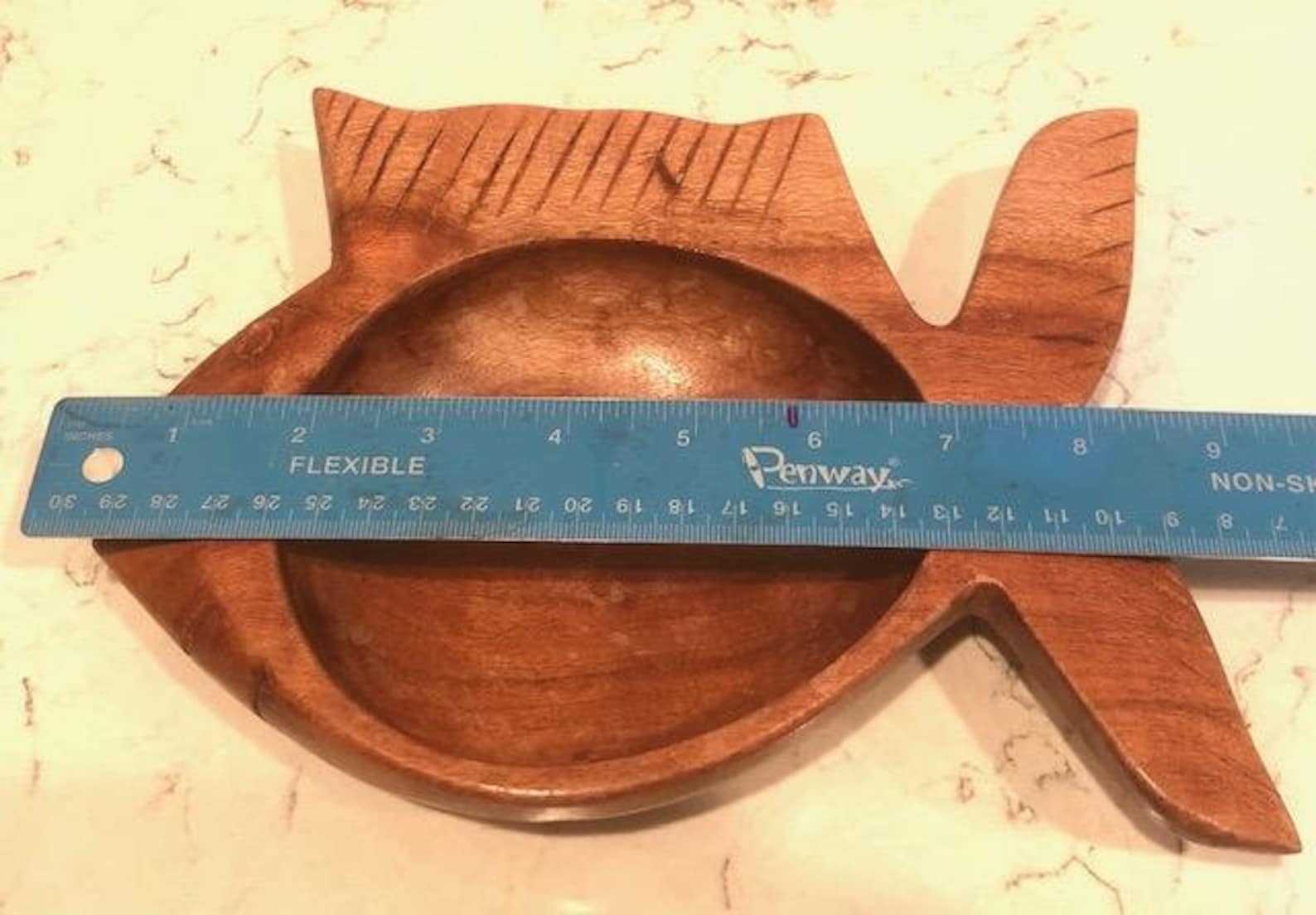 Vintage Wood Hand Carved Rustic Fish Bowl. Antique Wooden Etsy