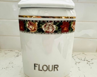 Antique Flour Canister  with Lids Czechoslovakia